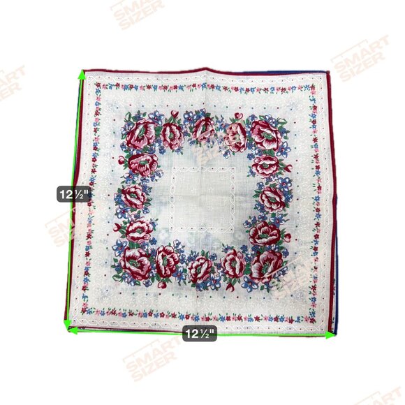 Vintage New Old Stock Blue Red Floral Handkerchiefs Lot 3 Elegant Nostalgia Set - Picture 8 of 8